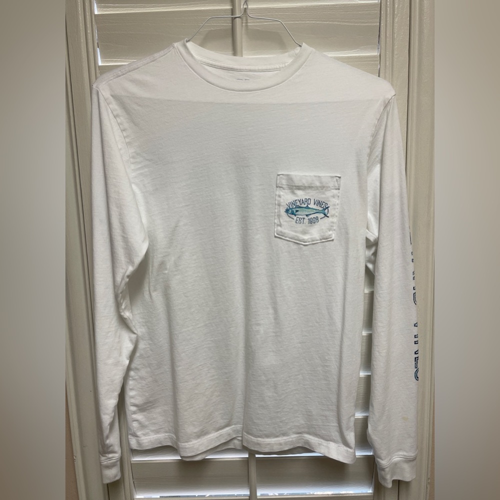Vineyard Vines White Fish Long Sleeve Shirt - Size XS